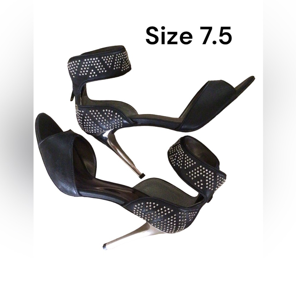 Carlos Black with Silver Studded Open Toed Heels